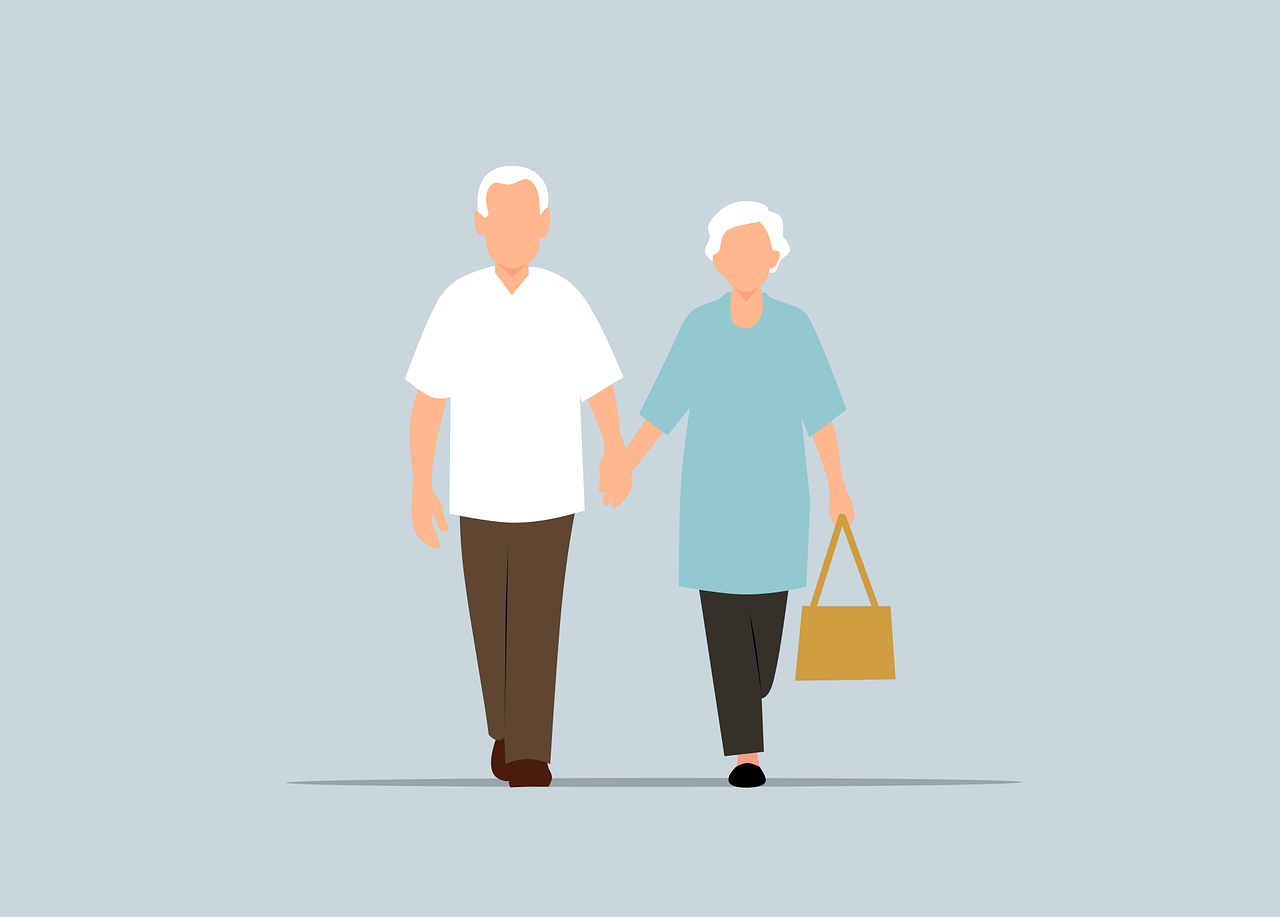 elderly, couple, walking, old, together, walk, man, woman, husband, wife, family, love, age, senior, elder, lifestyle, grandmother, hands, grandma, grandfather, grandpa, cartoon, people, book cover