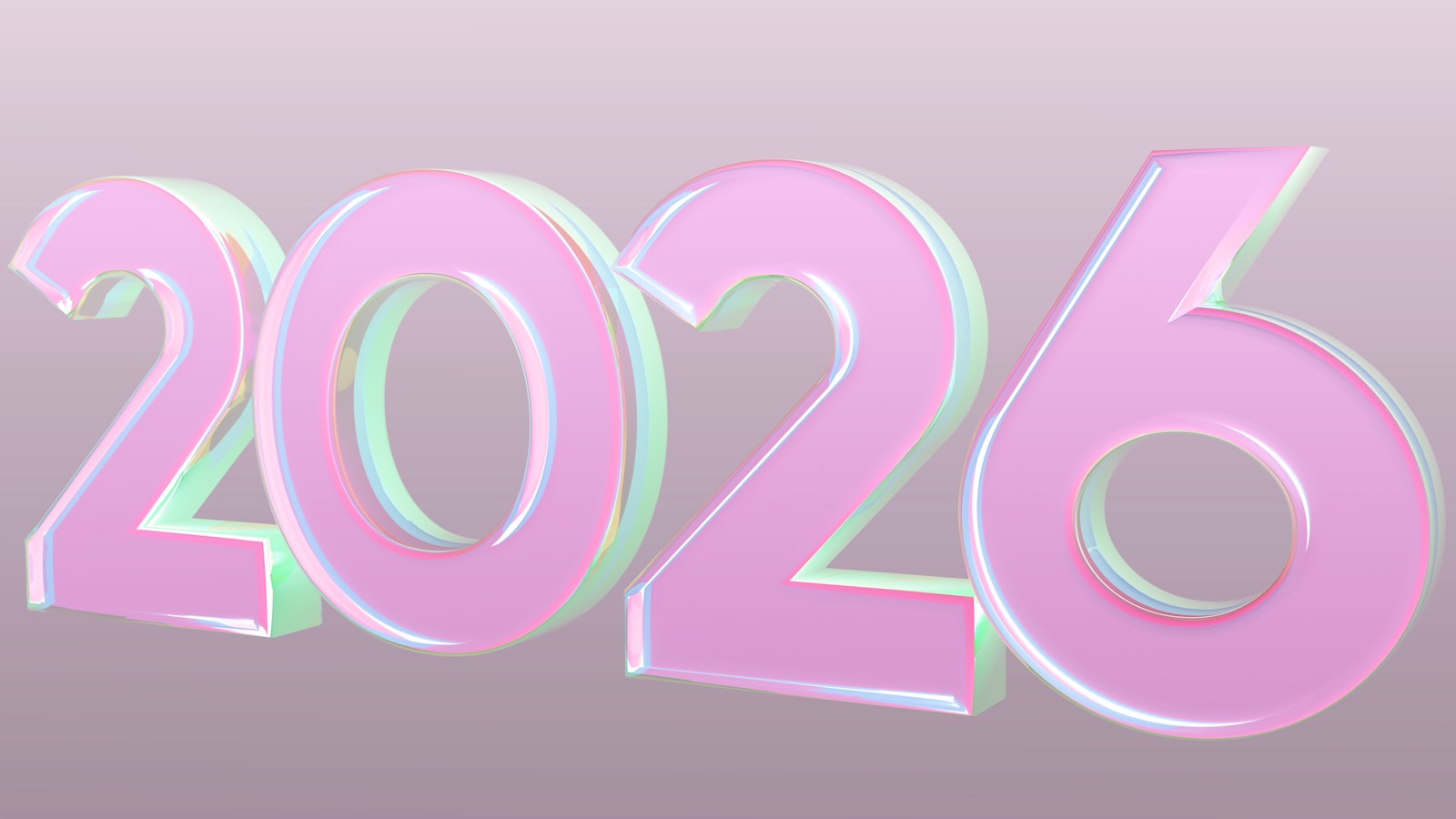 The year 2026 in pink 3D numbers.